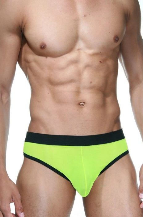Черно-лаймовые мужские трусы-тонги 1