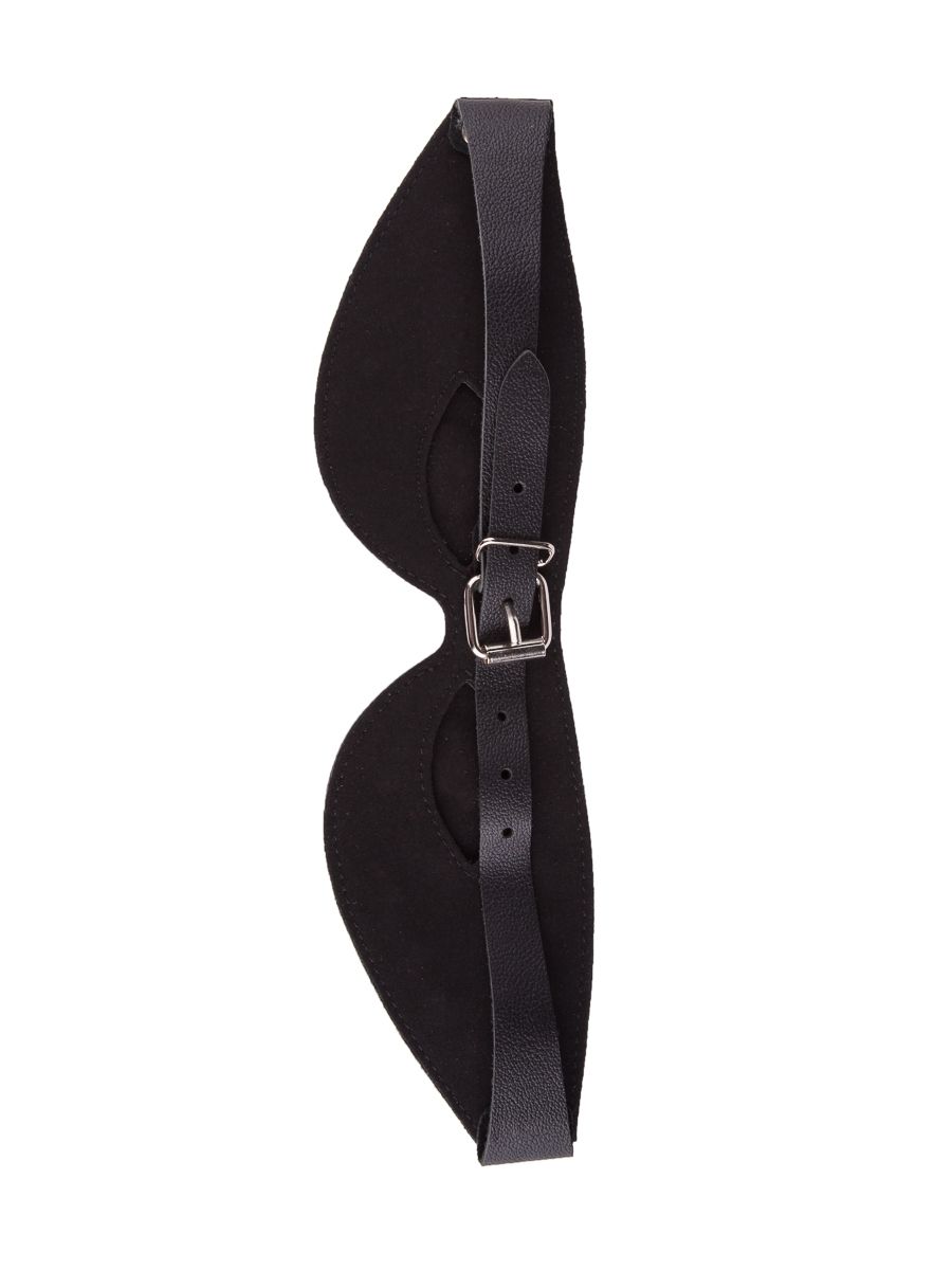 Чёрная кожаная маска с велюровой подкладкой 3