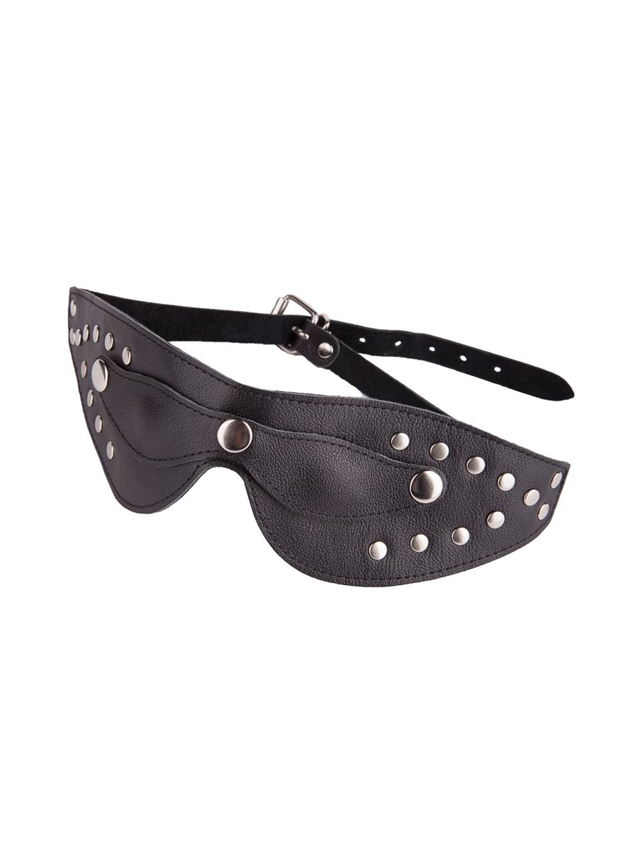 Чёрная кожаная маска с велюровой подкладкой 5