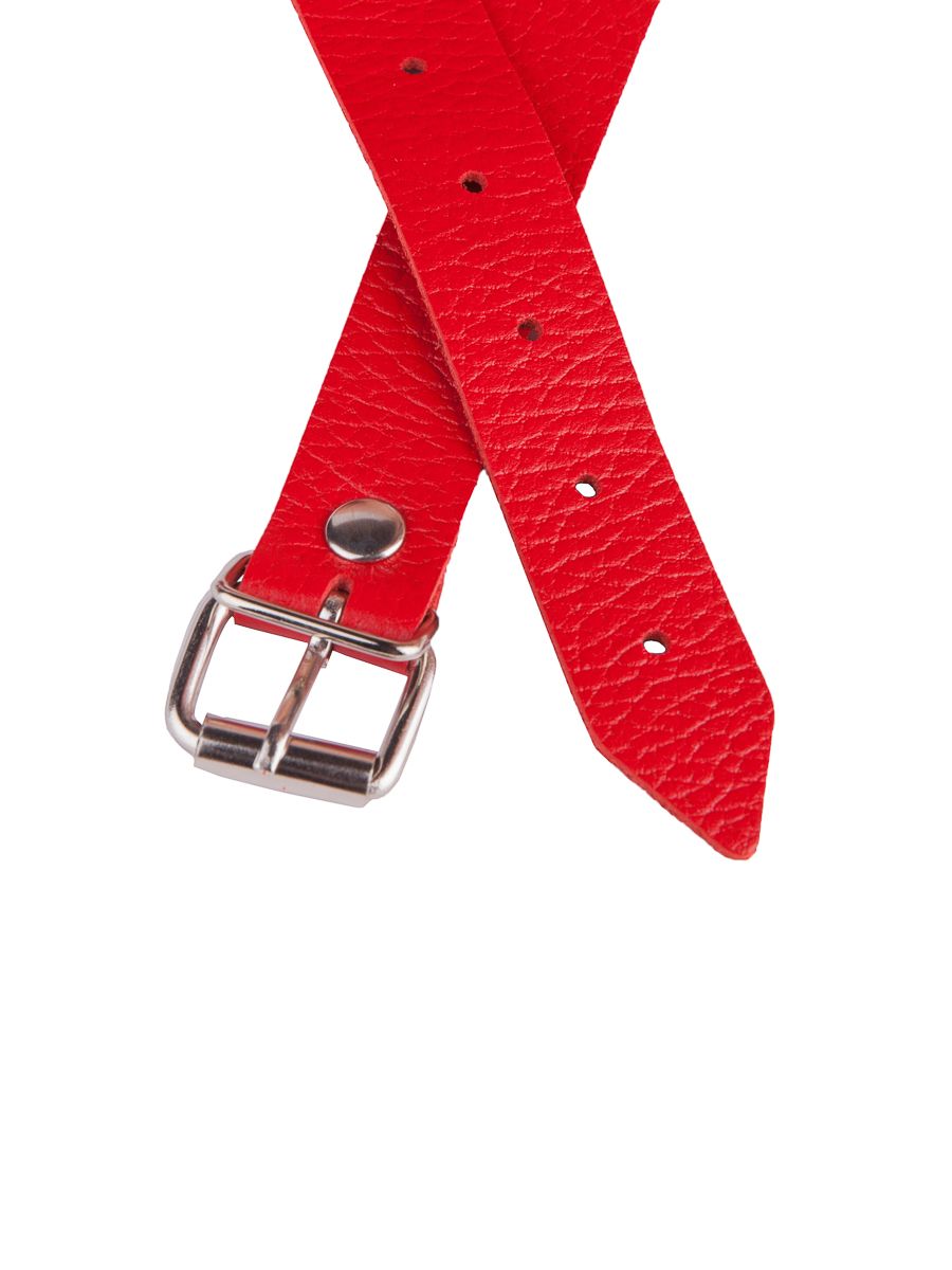 Красный кожаный кляп на регулируемых ремешках 4