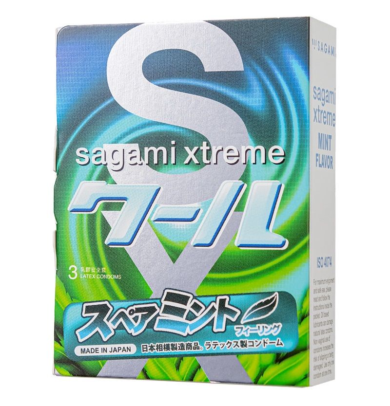 Презервативы Sagami Xtreme Mint с ароматом мяты - 3 шт. 1