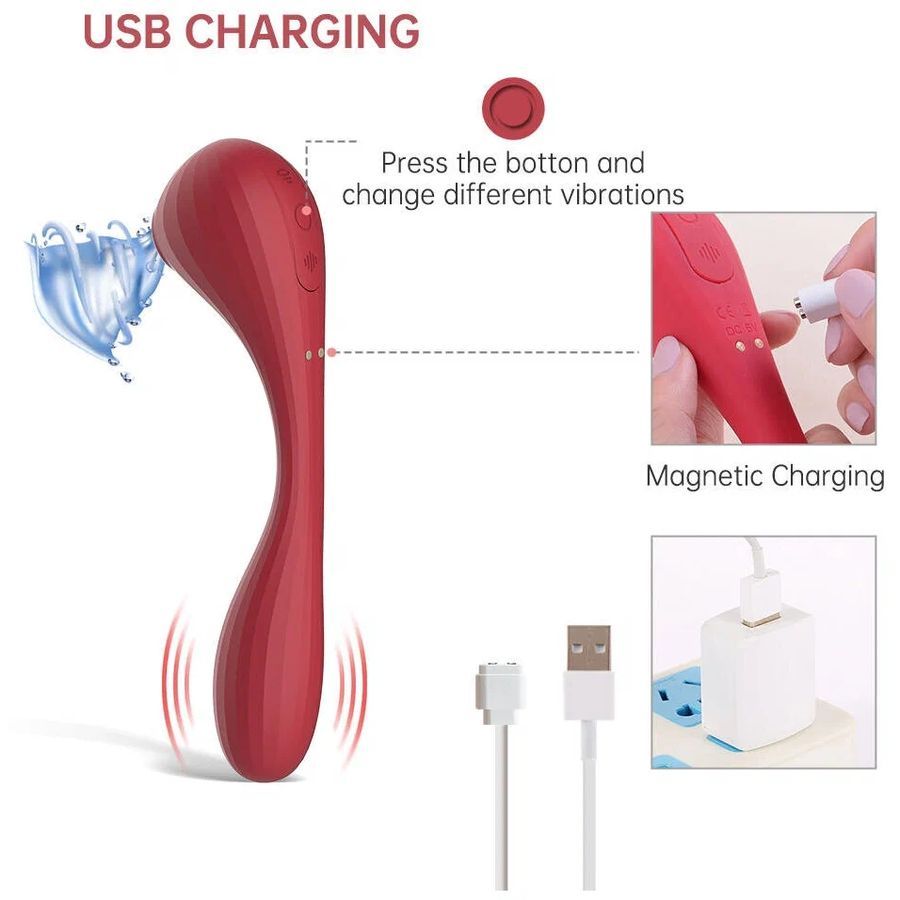 Красный вибратор Magic Motion Bobi с вакуумной стимуляцией 6