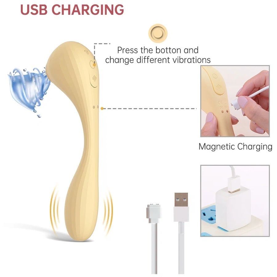 Желтый вибратор Magic Motion Bobi с вакуумной стимуляцией 6