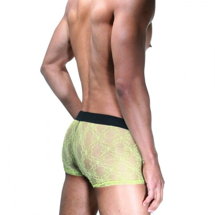 Черно-лаймовые трусы-боксеры из кружева 2
