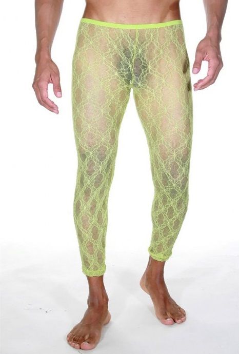 Мужские ажурные легинсы цвета лайма 1
