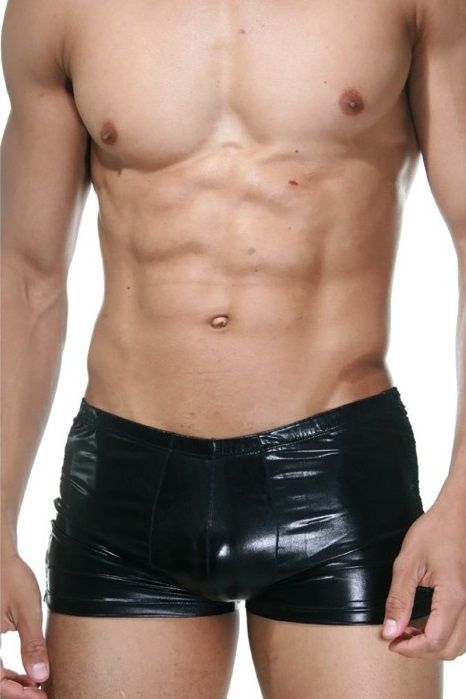 Мужские черные боксеры с кружевными вставками по бокам 1