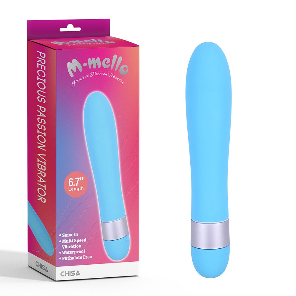 Голубой классический вибратор Precious Passion Vibrator - 17 см. 2