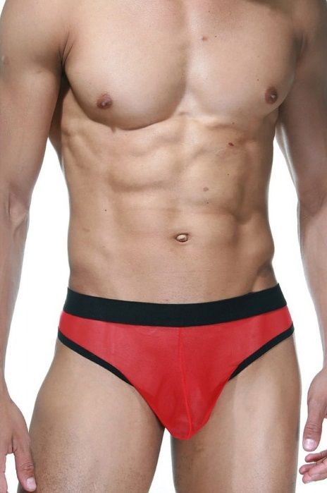Красно-черные мужские трусы-тонги 1