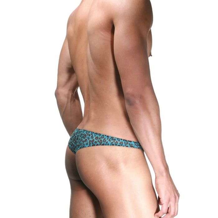 Голубые трусы-тонги с леопардовым принтом 2