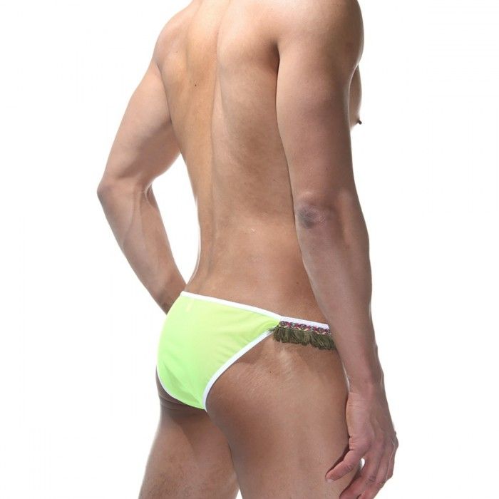 Ярко-зеленые трусы-танга с бахромой 2