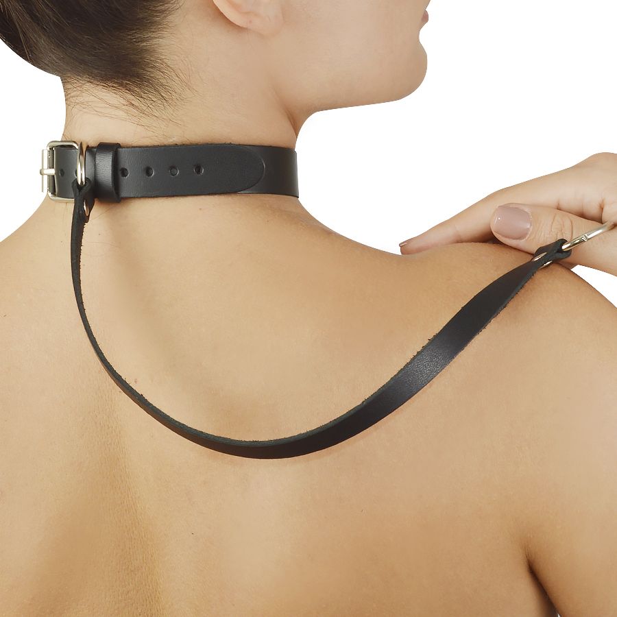 Зеленый меховой ошейник с кожаным поводком 2