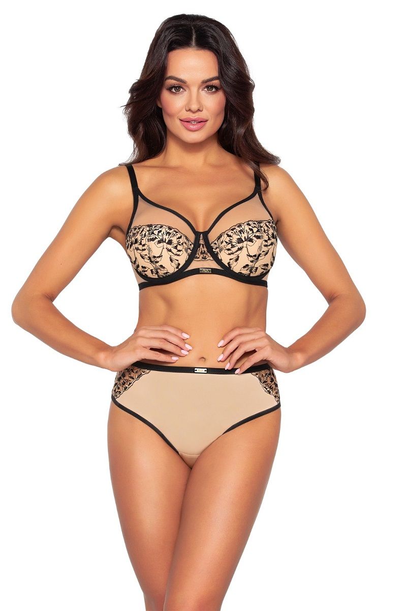 Бюстгальтер +size с шитыми чашками на косточках и контрастной вышивкой 2