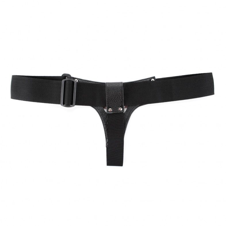 Чёрные кожаные трусики для больших насадок  3