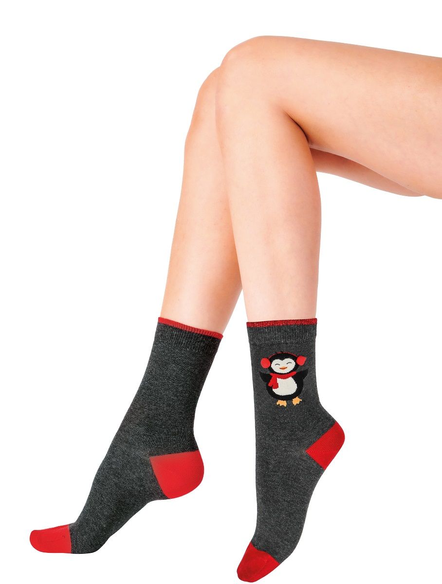 Хлопковые носочки с веселым пингвином Christmas Socks 1