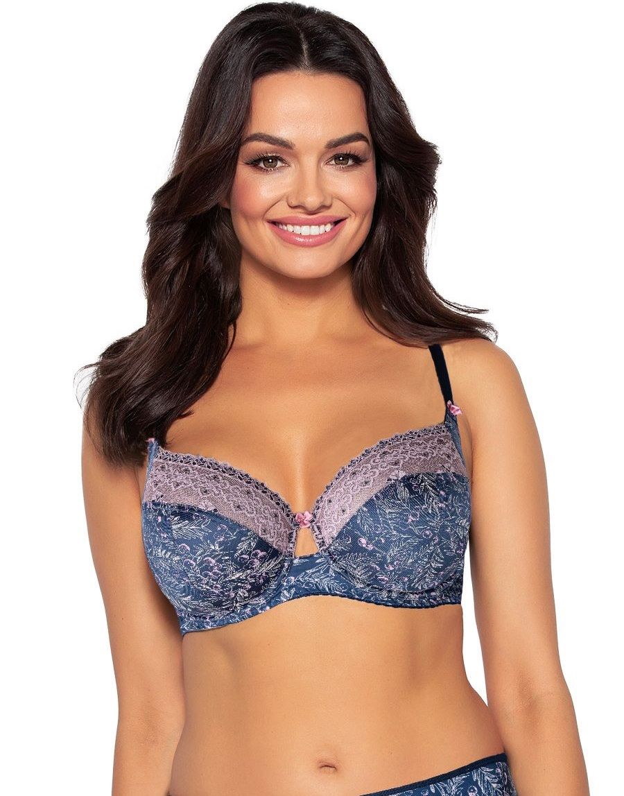 Бюстгальтер с мягкой чашкой из трикотажа с растительным рисунком 1