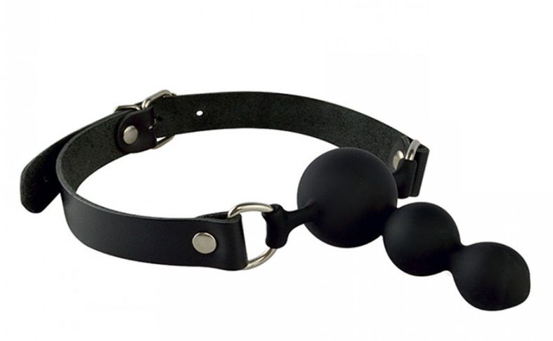 Силиконовый кляп-ёлочка на кожаных ремешках 1