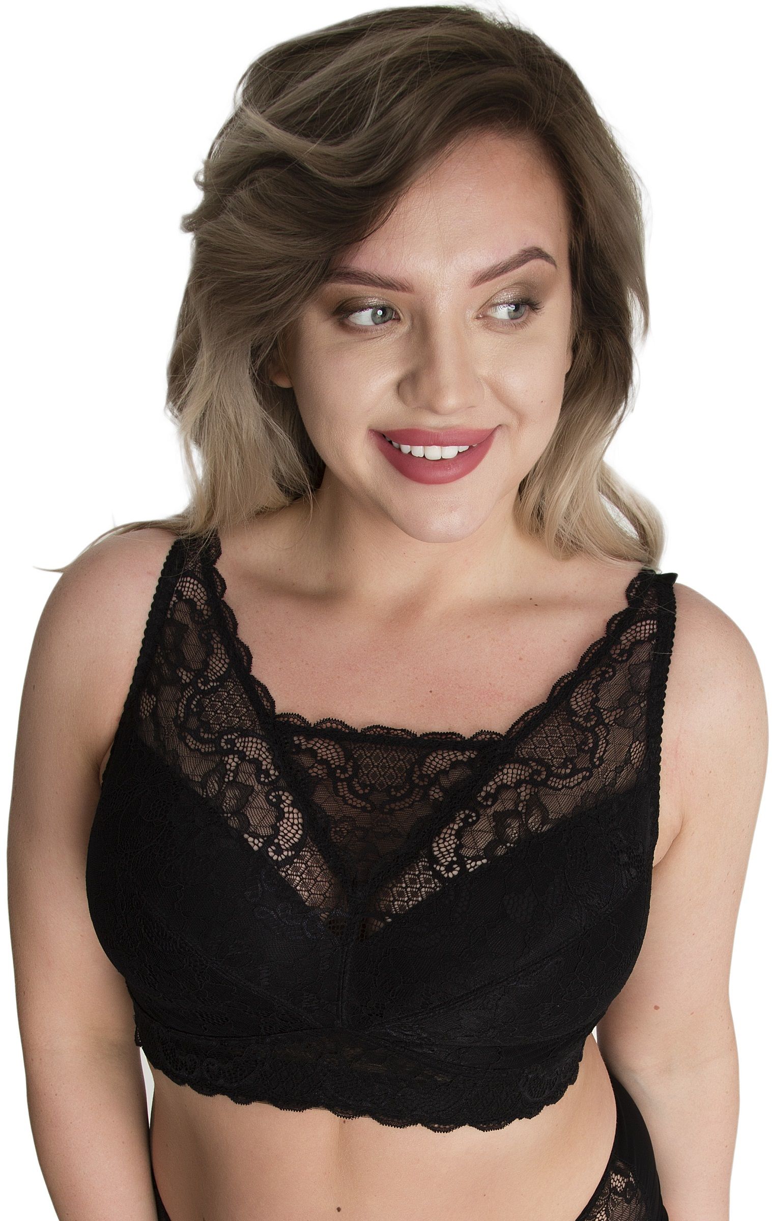 Кружевной бюстгальтер-топ +size с мягкими чашками 1