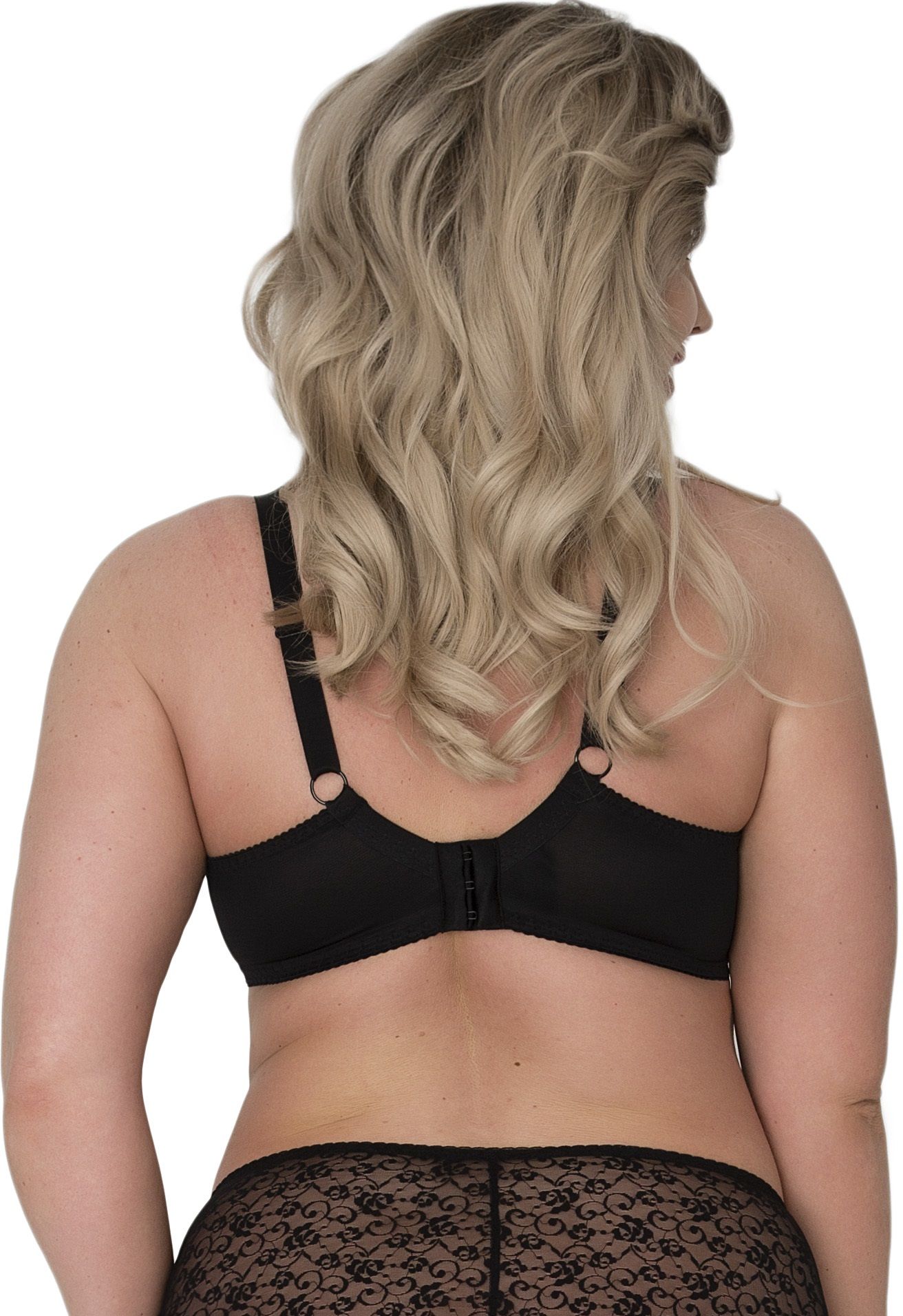 Бюстгальтер с мягкими чашками +size из гипюра и сетки 3