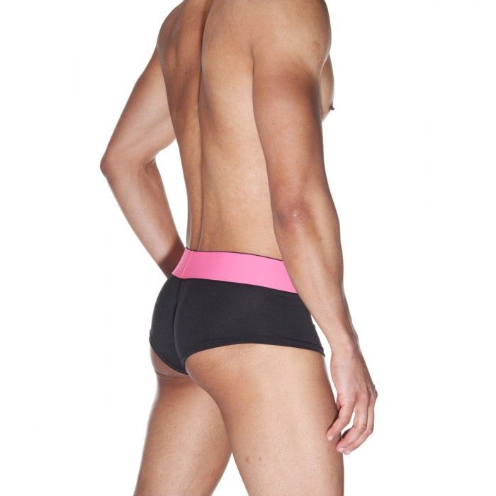 Черные трусы-хипсы на широком розовом поясе 2