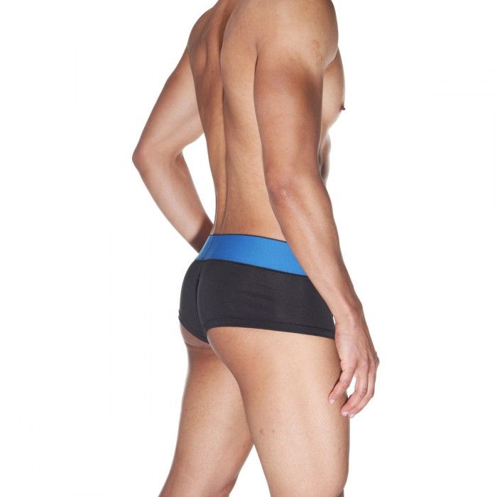 Черные трусы-хипсы на широком синем поясе 2
