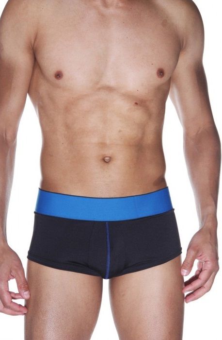 Черные трусы-хипсы на широком синем поясе 1