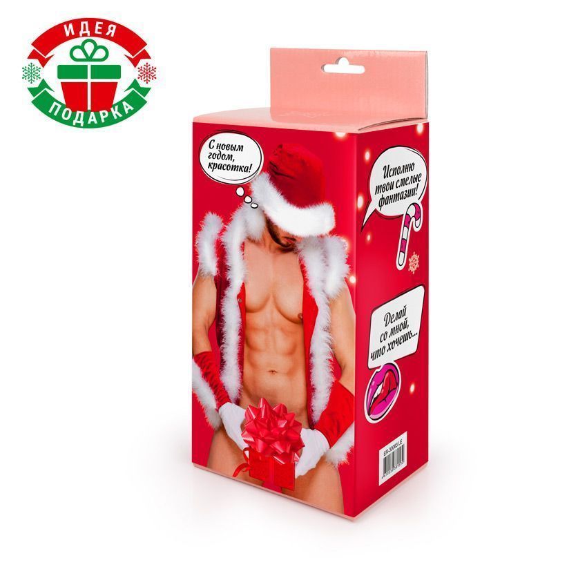 Телесный фаллоимитатор в новогодней упаковке - 19 см. 3