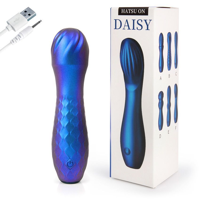 Синий вибромассажер с шаровидной головкой - 14 см. 2