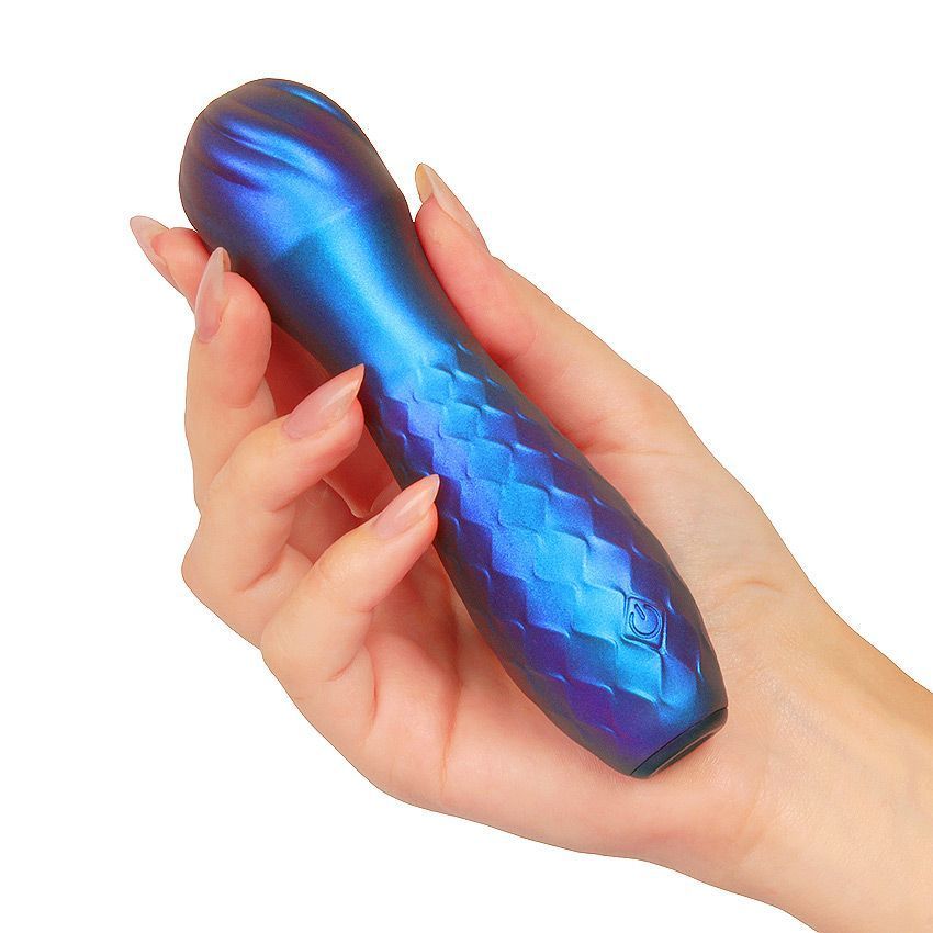 Синий вибромассажер с шаровидной головкой - 14 см. 4