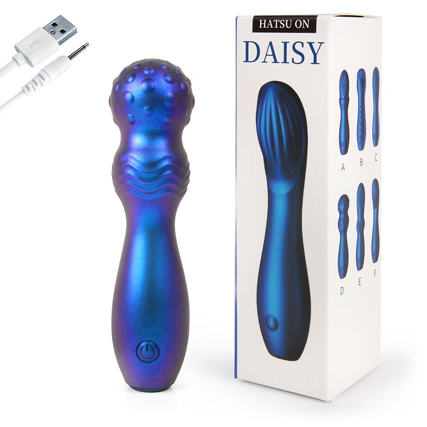 Синий фигурный вибромассажер с шаровидной головкой - 14 см. 2