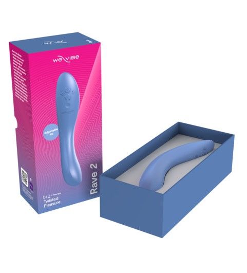 Голубой изогнутый вибромассажер We-Vibe Rave 2 - 21,7 см. 3