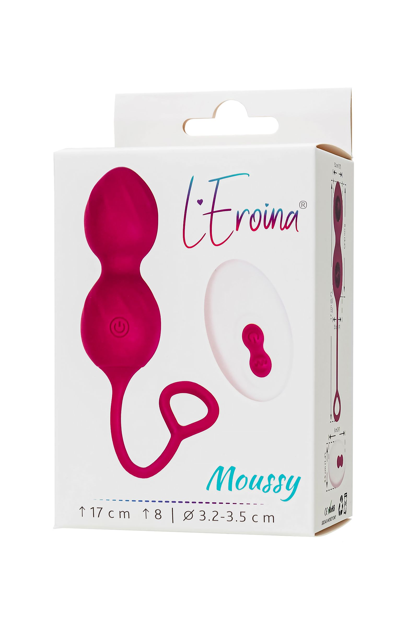 Бордовые вагинальные шарики Moussy с вибрацией и пультом ДУ 11