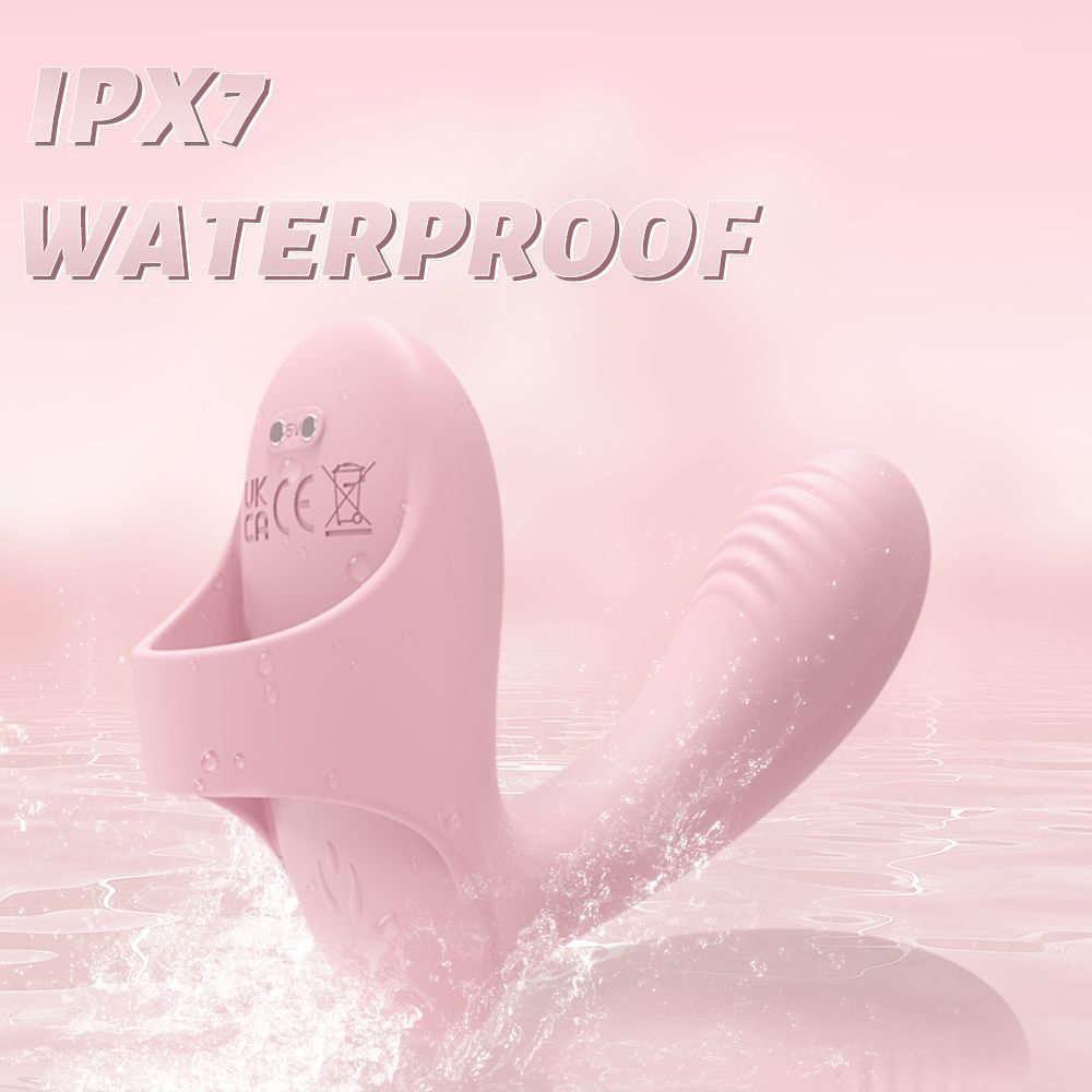 Нежно-розовый вибромассажер с петелькой на палец 2