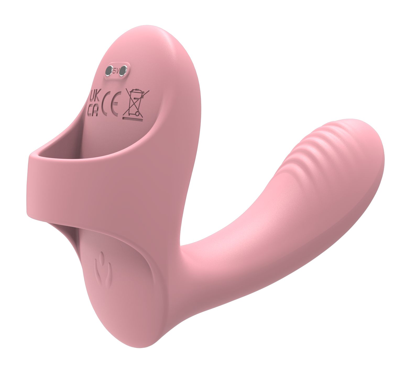 Нежно-розовый вибромассажер с петелькой на палец 5