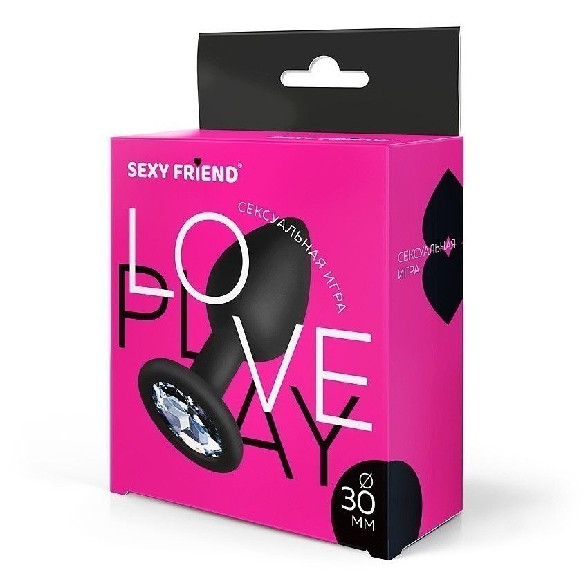 Черная силиконовая анальная втулка с прозрачным кристаллом - 7,3 см. 3