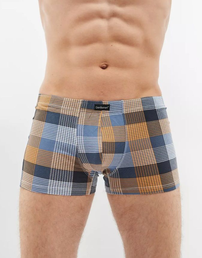 Мужские трусы-боксеры +size из ткани в цветную клетку 1
