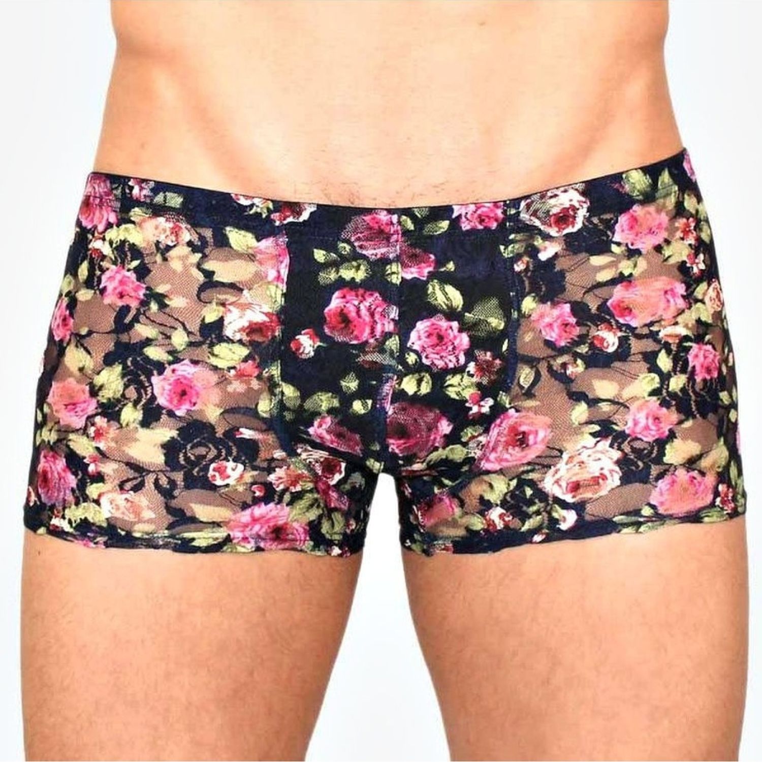 Мужские сетчатые трусы-боксеры с розами Rose Boxer 1