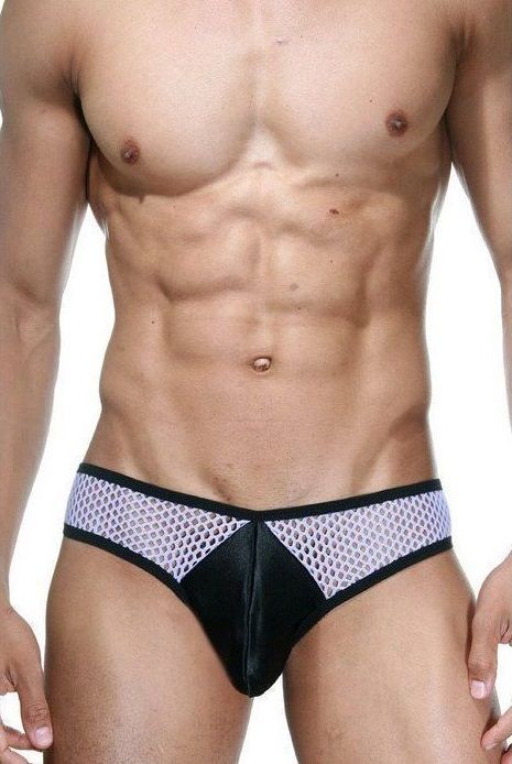 Мужские трусы-слипы из крупной сетки 1