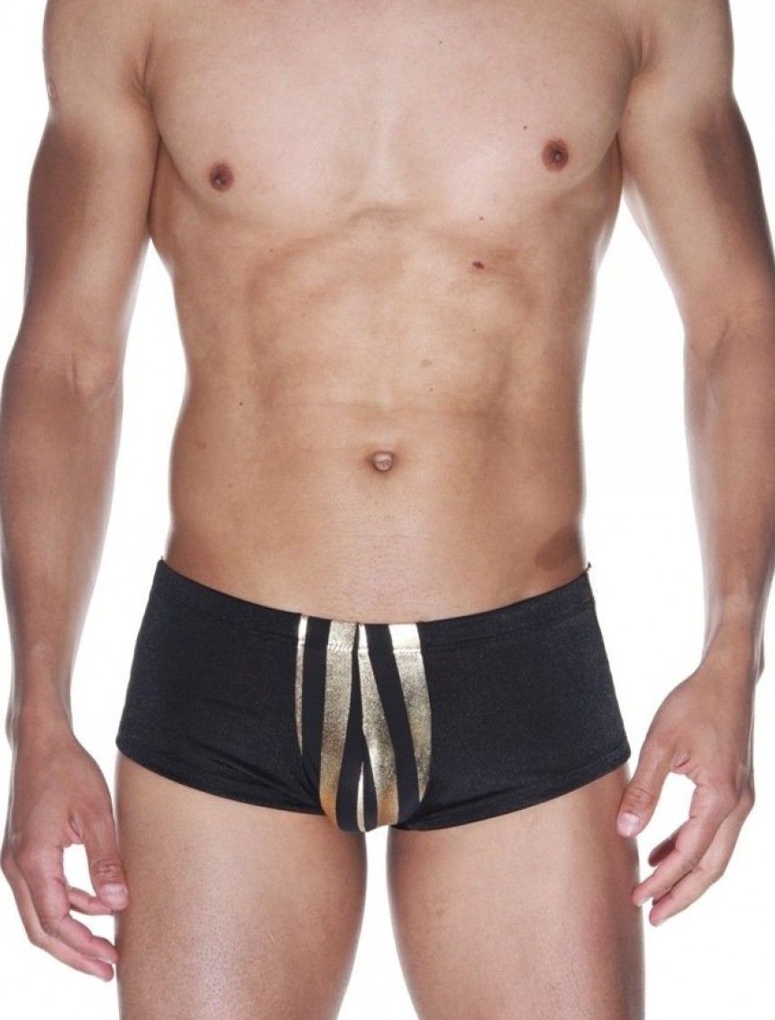 Мужские трусы-хипсы с золотистыми полосками 1
