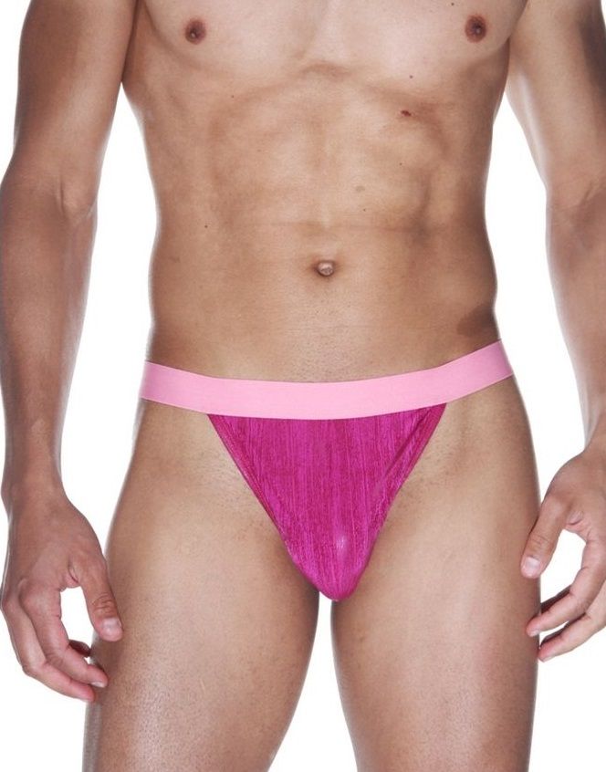 Ярко-розовые трусы-тонги на широком поясе 1