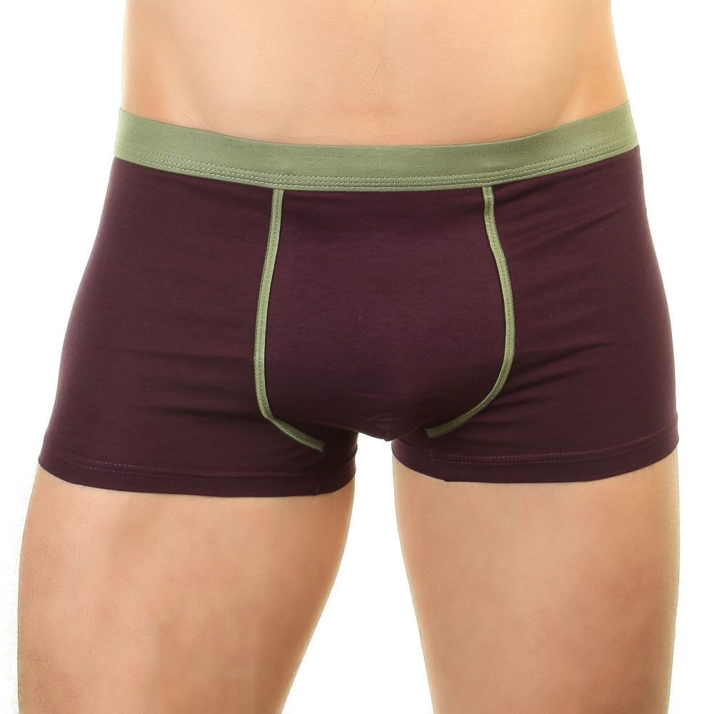 Мужские трусы-боксеры с окантовкой и резинкой оливкового цвета 1