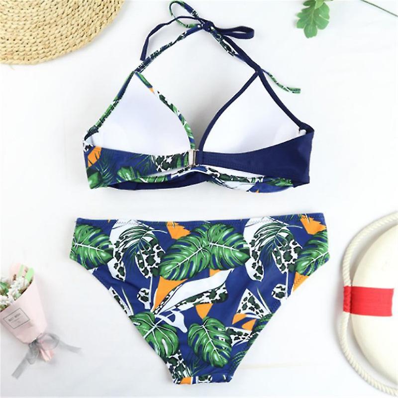 Женский раздельный купальник с растительно-анималистическим принтом 3