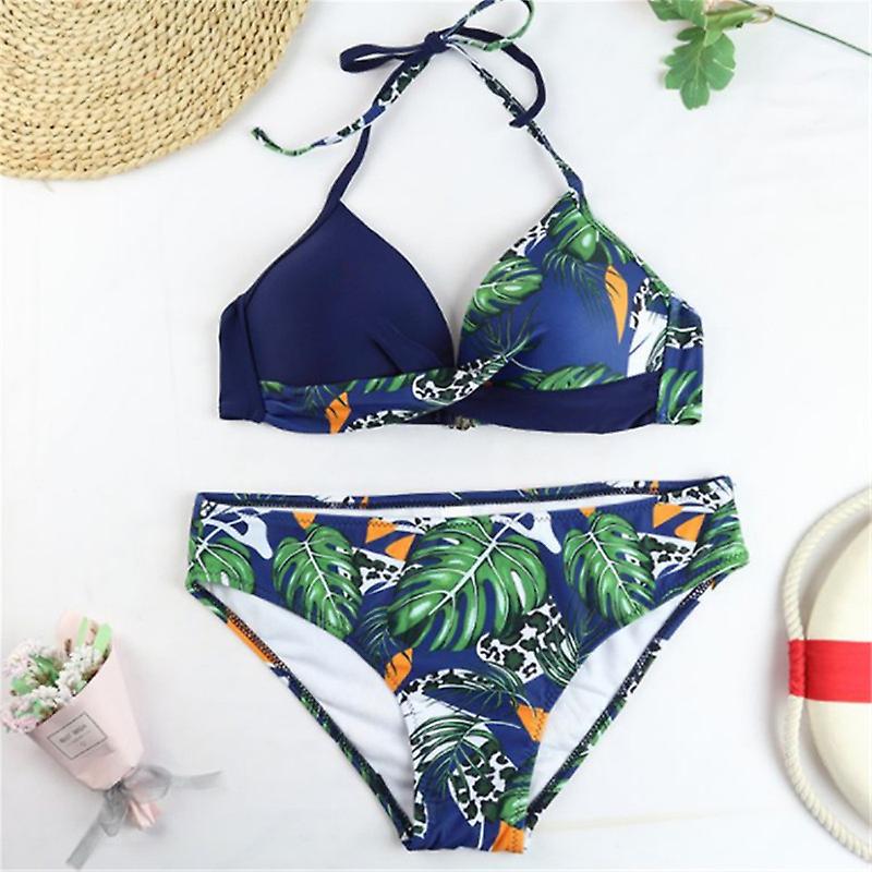 Женский раздельный купальник с растительно-анималистическим принтом 2