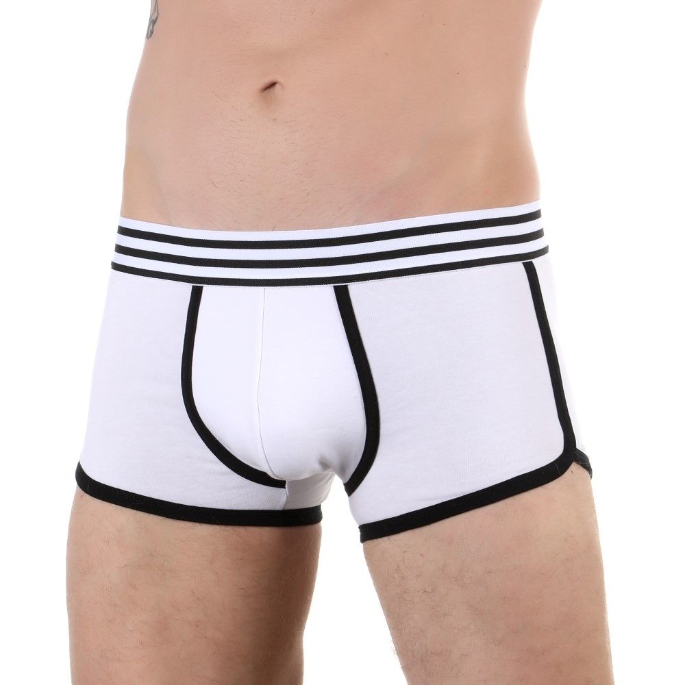 Мужские трусы-боксеры с резинкой в полоску и контрастным кантом 1