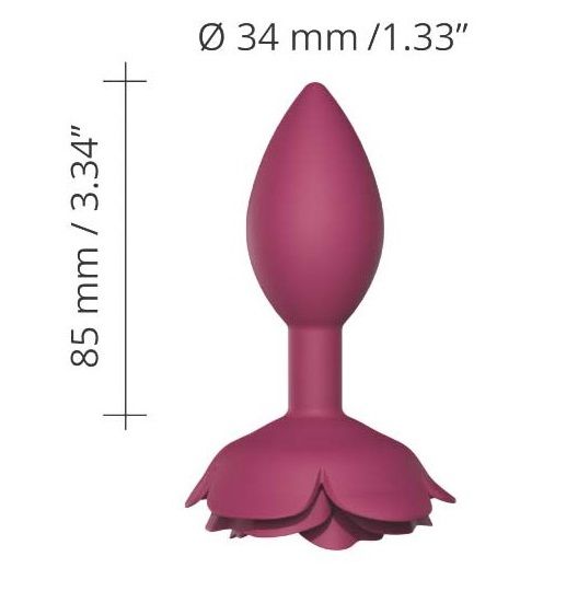 Сливовая анальная пробка с ограничителем-розой Open Rose Size M Butt Plug 5