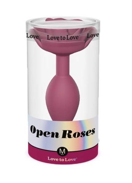 Сливовая анальная пробка с ограничителем-розой Open Rose Size M Butt Plug 6