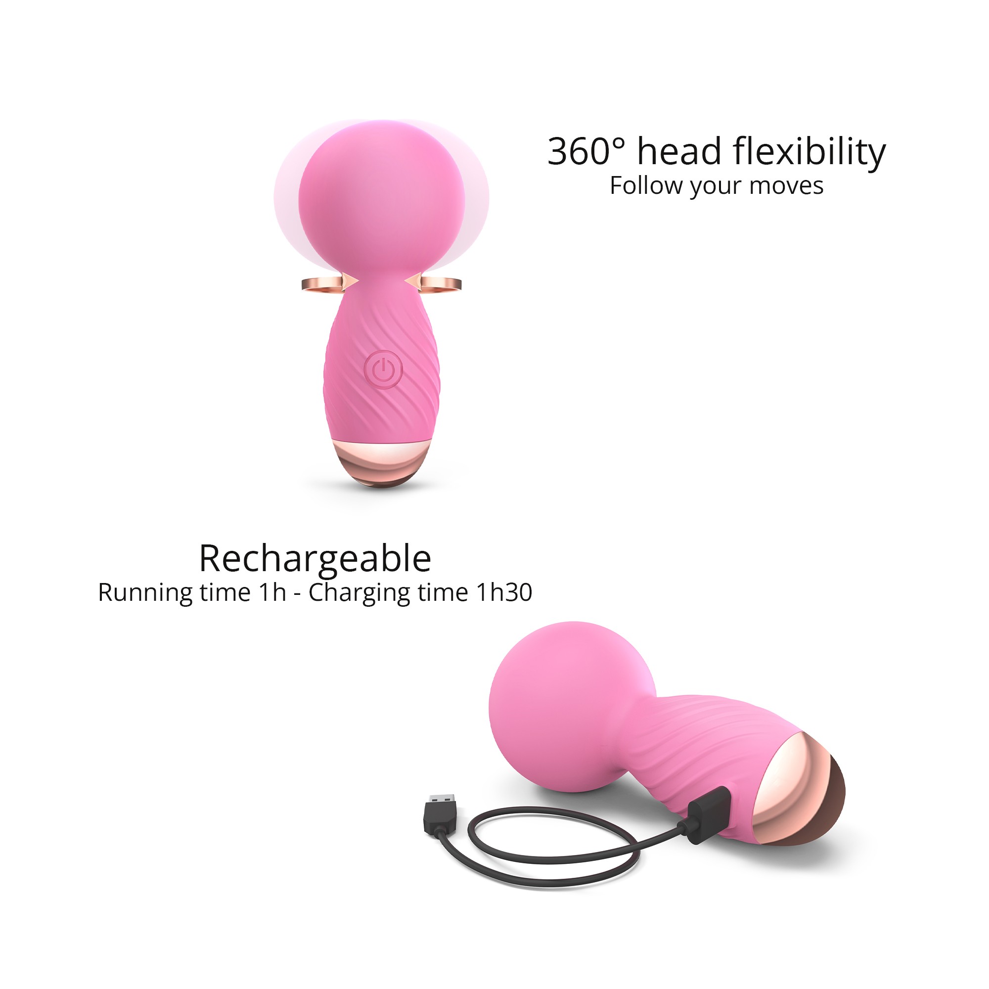 Розовый мини-wand вибратор Itsy Bitsy Mini Wand Vibrator 3