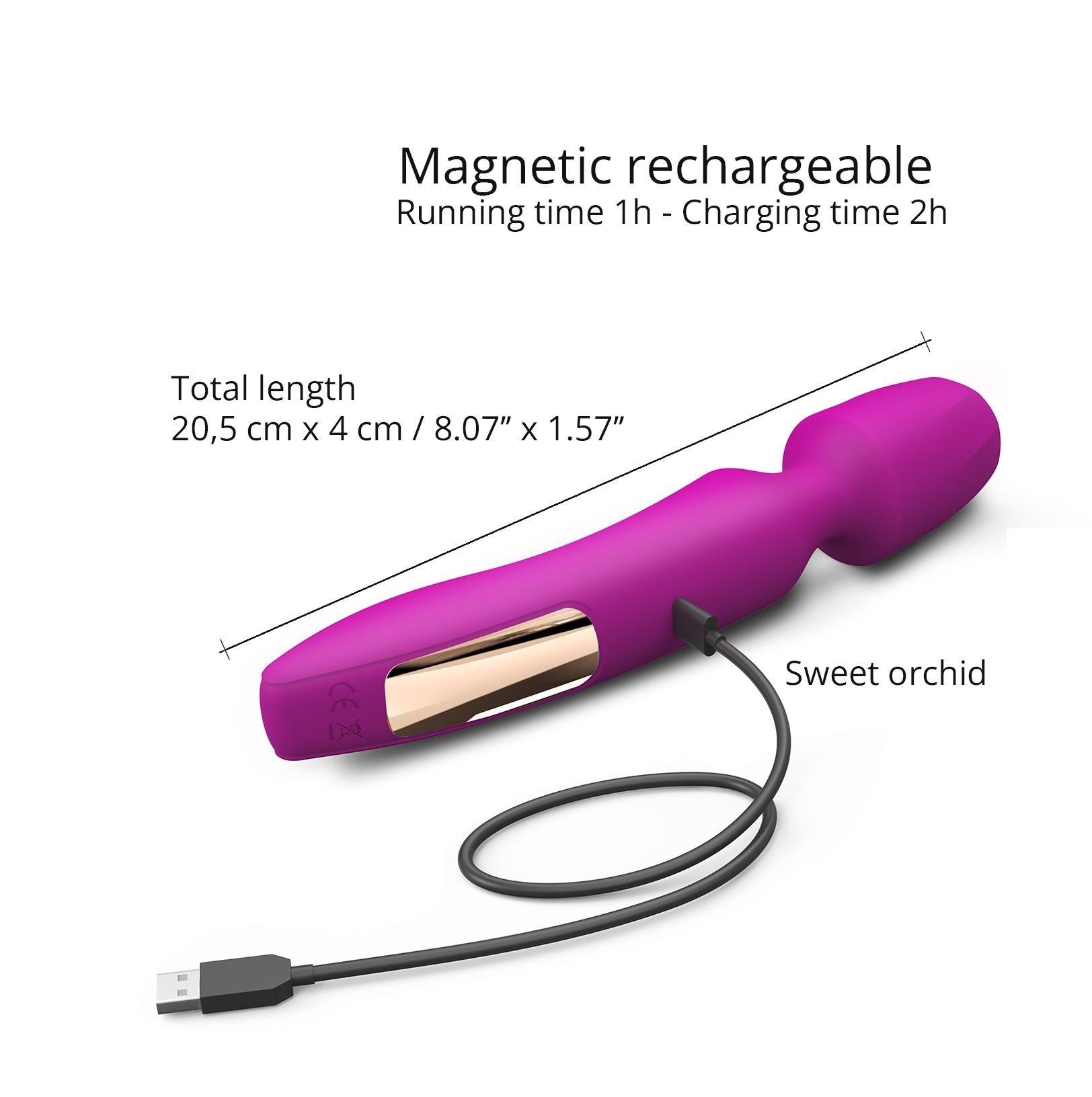 Лиловый вибратор с 2 сменными насадками R-Evolution Wand Vibrator with 2 Attachments 6