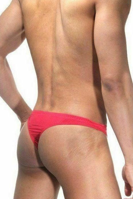 Мужские красные трусы-тонги на застежке 3