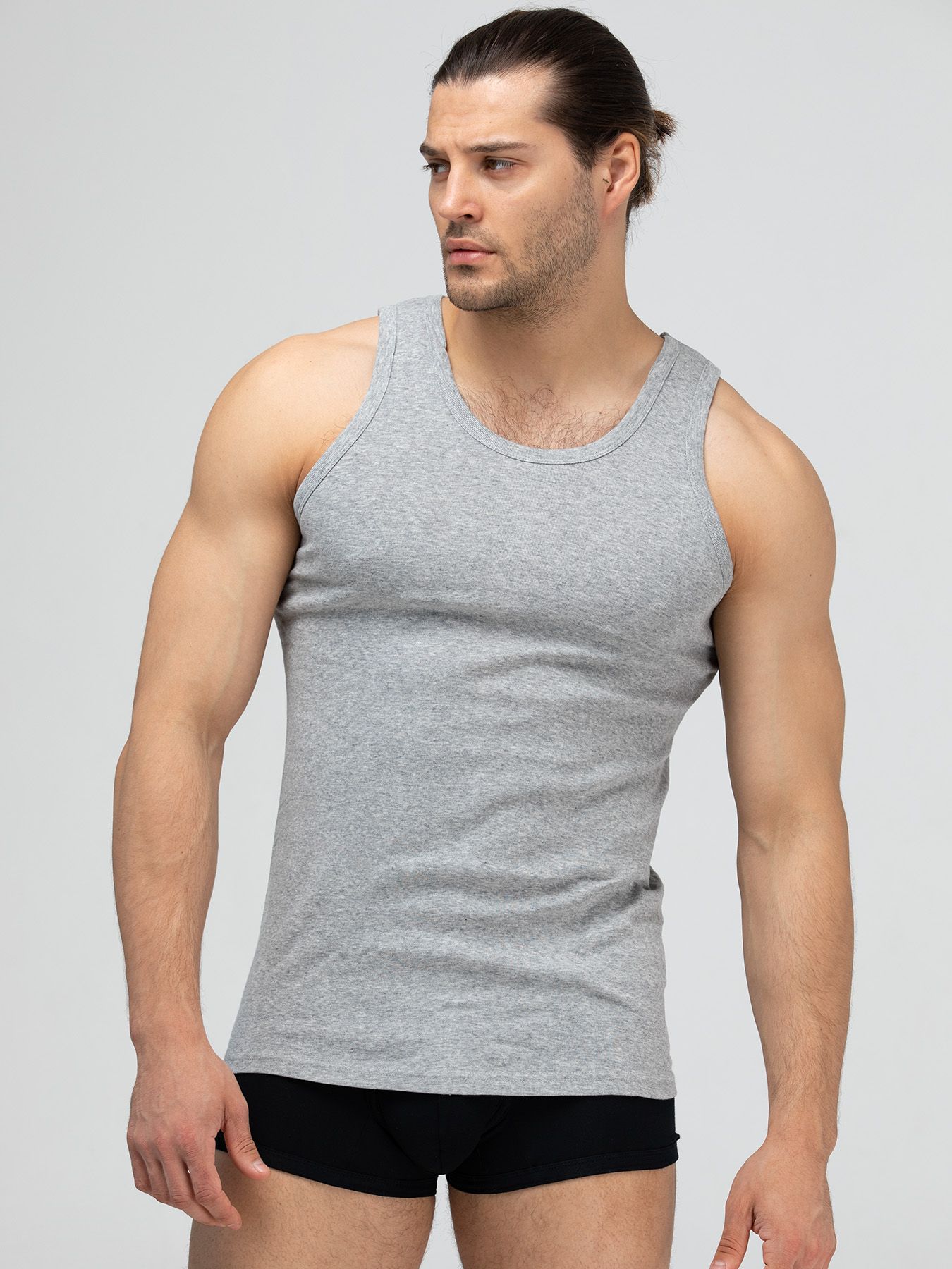 Уютная мужская майка в мелкий рубчик 4