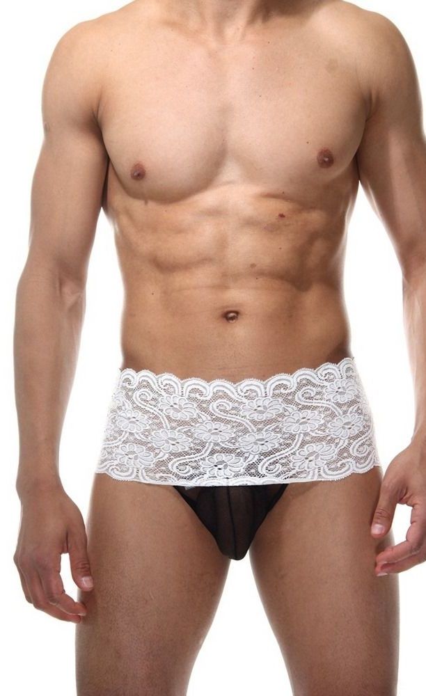 Мужские бело-черные трусы с пикантной шнуровкой 1